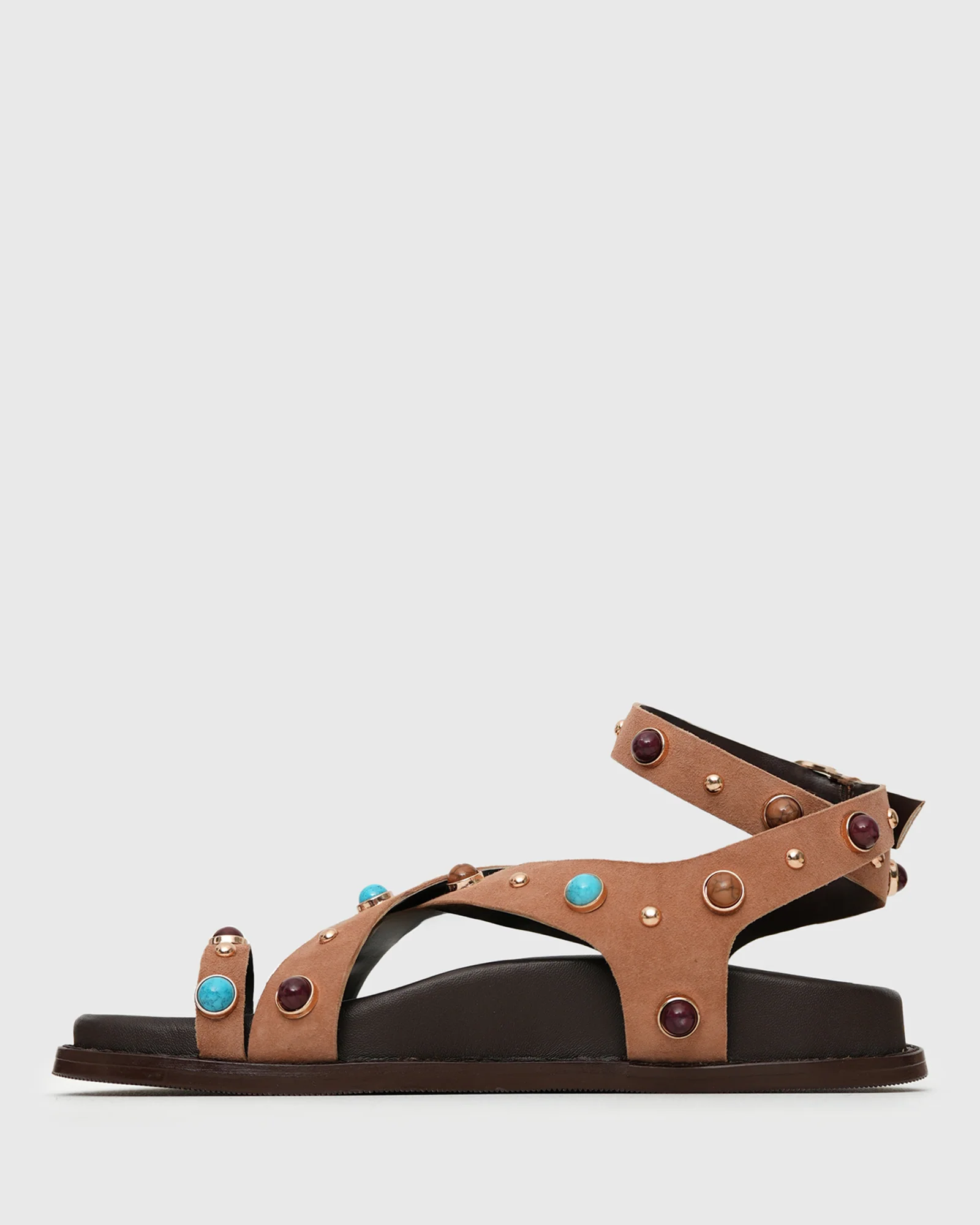 MALIBU STUD Suede Leather Cross-Strap Sandals - Image 3