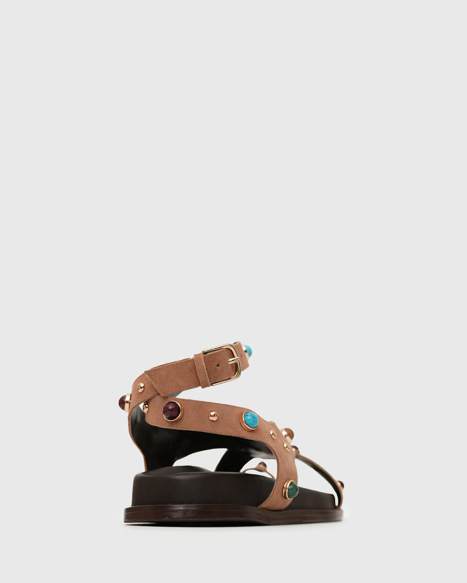 MALIBU STUD Suede Leather Cross-Strap Sandals - Image 4