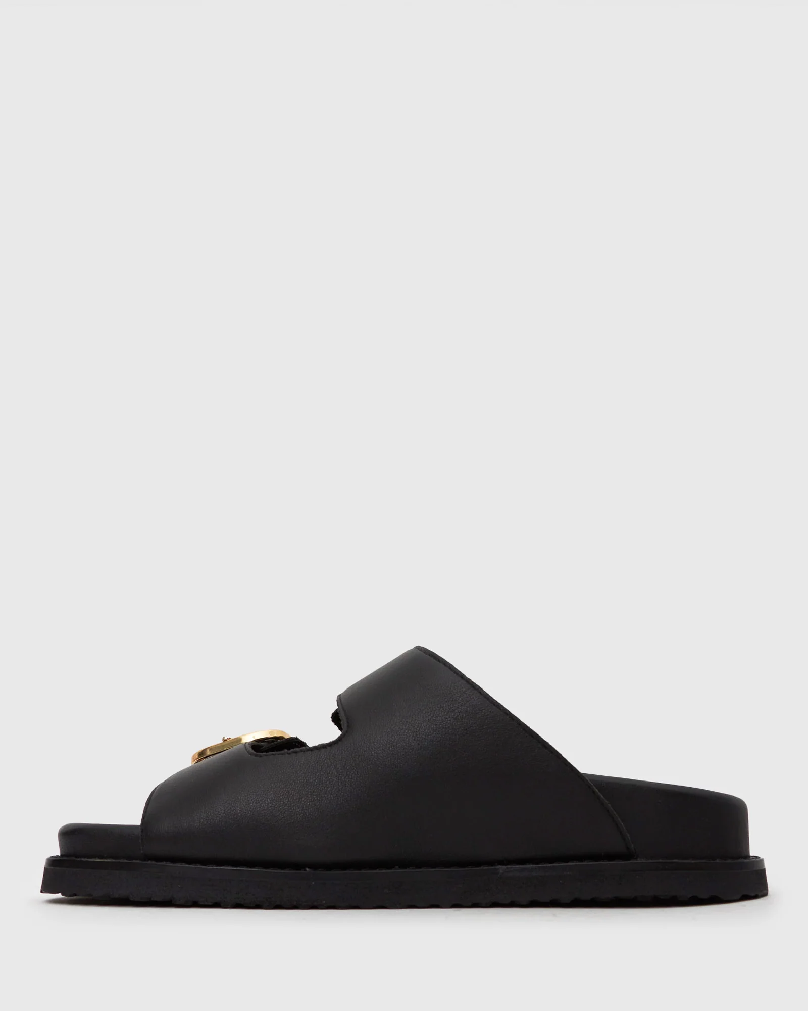 Wider Fit HUSH Leather Buckle Slides - Image 3